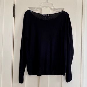 VINCE Black Linen Blend Long Sleeve Sweater